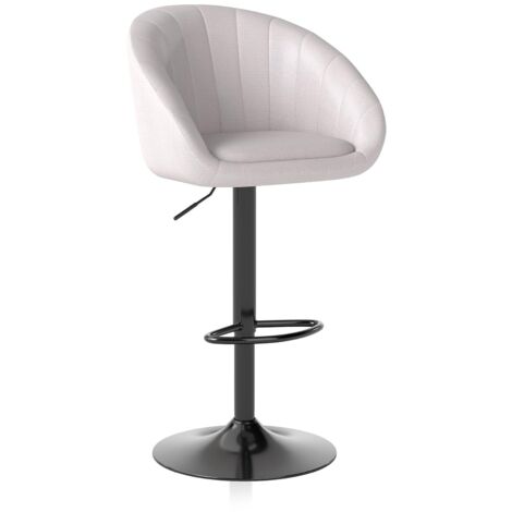ralex-chair Tabouret Bar, Tabourets de Bar Réglable en Hauteur, Tabouret de Bar Pivotant, Tissu en Lin Respirant et Anti-salissures, avec Dossier et Repose-Pieds (Lot de 1,Beige)