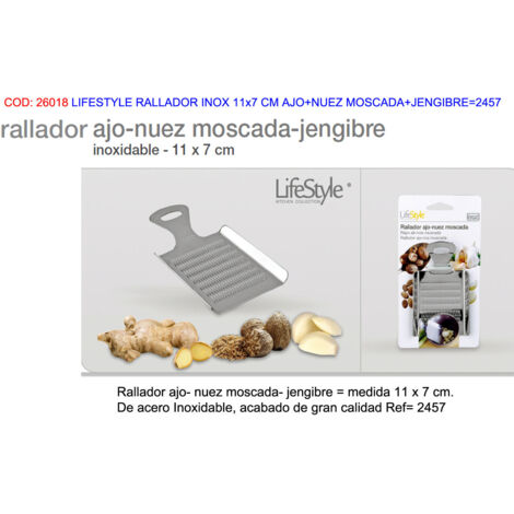 Rallador de acero inoxidable 11x7 cm para ajo, nuez moscada y jengibre LifeStyle