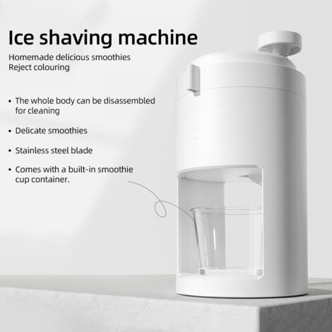 Rallador de hielo manual portátil con recipiente y molde – máquina para granizados y trituradora de hielo para uso doméstico y exterior – 200 ml, blanco, PP/vidrio/cuchilla de acero inoxidable