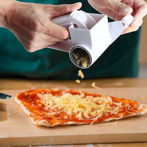 Rallador de queso giratorio de mano, cortador de queso, blanco