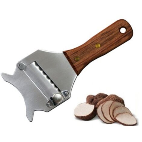 Rallador de trufas, cortador de trufas, navaja de chocolate, hoja de acero inoxidable 430 con afilado ajustable - Mango de madera de peral 18,8 × 8 × 1,4 cm