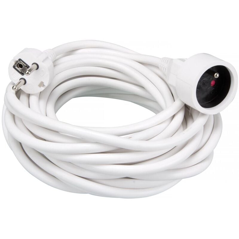 Rallonge, H05VV-F 3G1.5, 10 m, 16 A/230 v, 3500 w, type e/f, usage intérieur, pvc, blanc - Perel