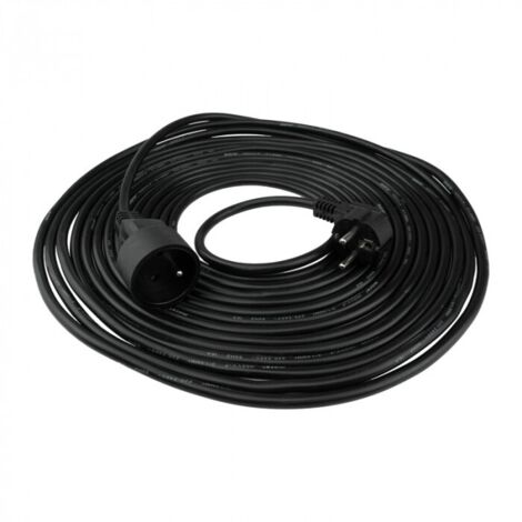 Rallonge 10 mètres 2P+T 16A 2500W – Câble 3x1,5mm² noir – Pour utilisation domestique et professionnelle – Mise à la terre incluse – Ecolight