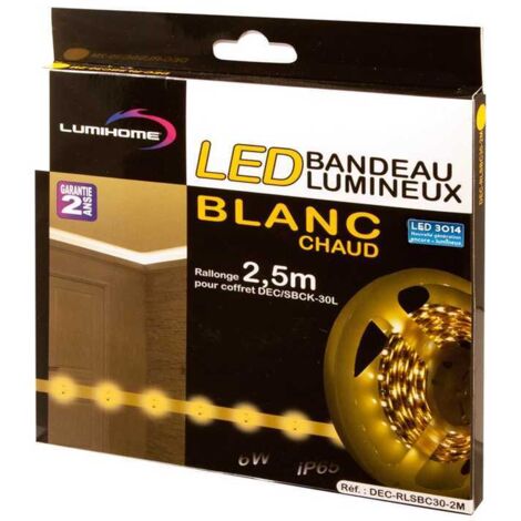 Rallonge 2,50m Ruban LED Blanc Lumihome®  blanc-chaud-3500k
