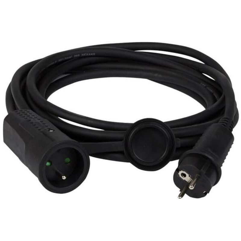 Rallonge 2P+T 16A IP44 IK08 avec prolongateur ergonomique en caoutchouc et câble 5m (051625)