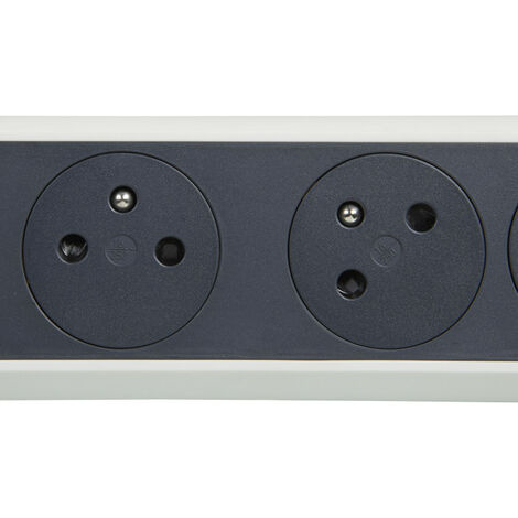 Rallonge 3x2P+T Surface avec interrupteur et cordon 1,5m 3G 1mm2 - blanc/gris (049442)