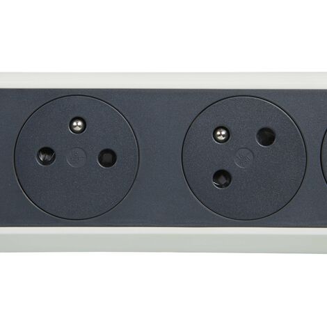 Rallonge 4x2P+T surface avec interrupteur sans cordon - Blanc/Noir