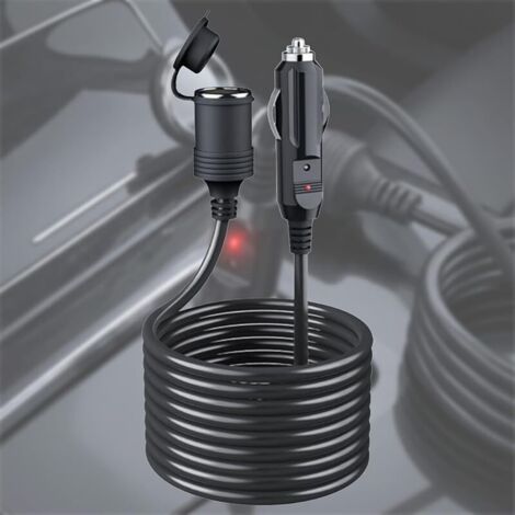 Rallonge Allume Cigare de Voiture: 5 m Câble Allume Cigare 12 V, Rallonge Prise Allume Cigare avec Fusible 15 A pour 12 V/24 V