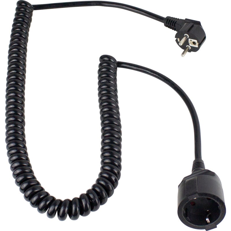 Spiralleitung Winkelstecker 4m schwarz H05VV-F 3G1,5 IP20