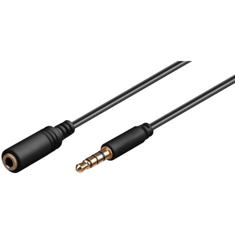 Rallonge Casque et Audio AUX, 4 Broches 3,5 mm Slim, CU, Connecteur Jack 3,5 mm (4 broches, stéréo)  Prise Jack 3,5 mm (4 Broches, Stéréo). Longueur de câble 1 m