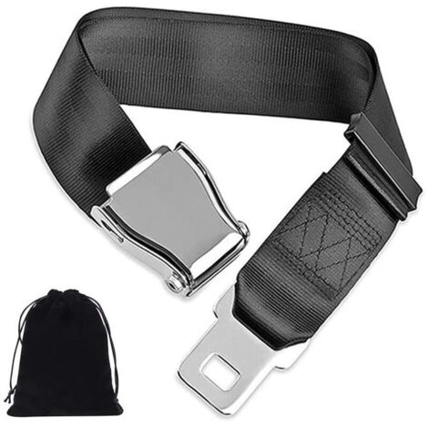Rallonge Ceinture de Sécurité Avion Extension de Ceinture de Sécurité Siège d'avion Réglable 20-76 CM pour Les Voyages Femmes Enceintes Strong- Noir