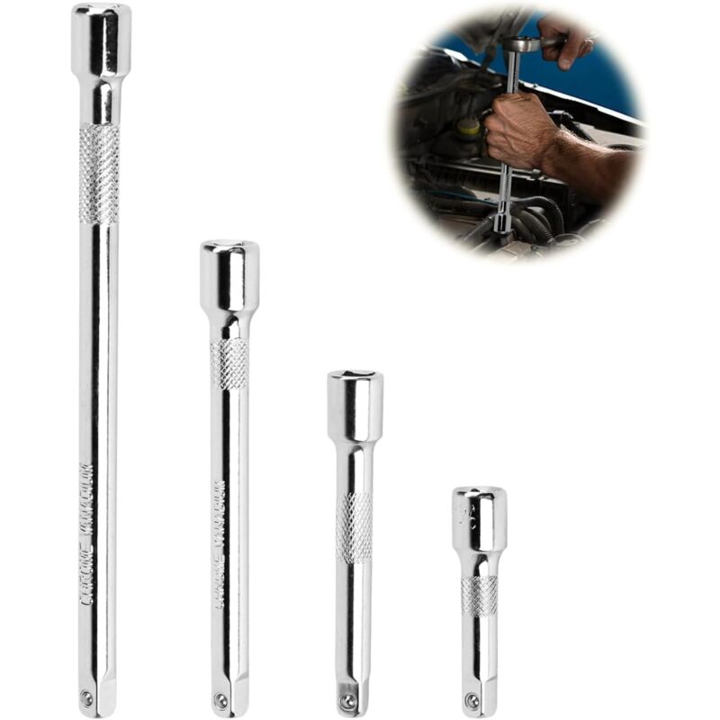 Tigrezy - Rallonge cliquet 1/4, rallonge 1/4 50mm, 75mm, 100mm, 150mm, acier au chrome vanadium (1/4)