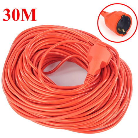 Rallonge de câble d'alimentation , rallonge de courant  pour extérieur 10m - Orange