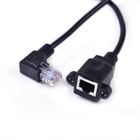 Rallonge de câble réseau coudée, connecteur RJ45 mâle-femelle avec trou de vis, connecteur réseau haut débit RJ45 mâle-femelle