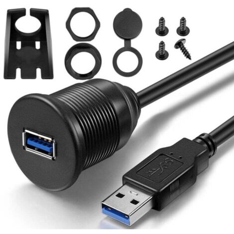Rallonge de câble USB 3.0 étanche à port unique pour les données du tableau de bord de la voiture, du bateau et de la moto