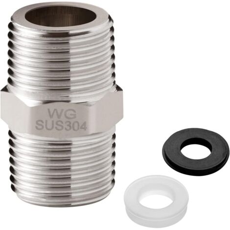 Rallonge de Connecteur de Tuyau de Douche, 1/2 à 1/2, Raccord Flexible de Douche ultra-long, pour la Jonction de deux Tuyaux, Inox Solide, 1 Pce
