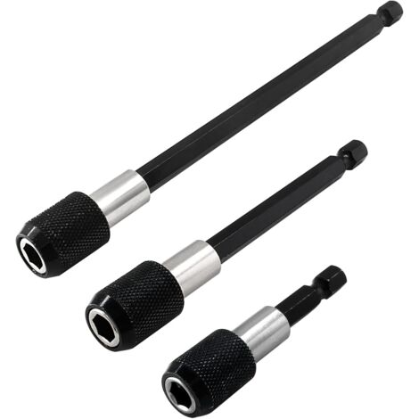 Rallonge de foret en 3 parties avec porte-foret magnétique à dégagement rapide et tige hexagonale de 6,35 mm (1/4 pouce) compatible avec tous les forets à entraînement de 6,35 mm (2, 4 et 6 pouces -