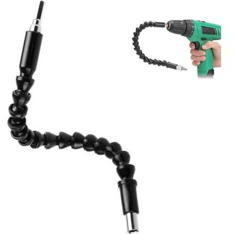 Rallonge de foret flexible, embouts d'extension d'arbre flexible de 29 cm, tige hexagonale de 6,35 mm, connexion de perceuse noire pliable, support de foret magnétique pour perceuses