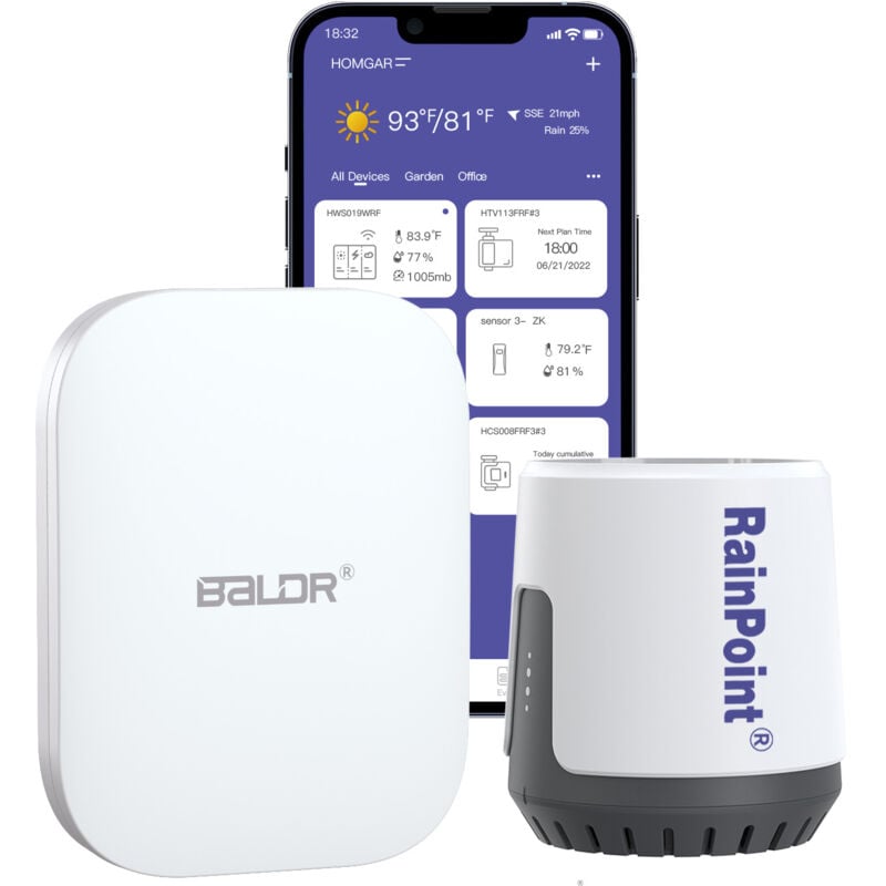 RAINPOINT - Pluviomètre numérique Wi-Fi sans fil pour une surveillance précise des précipitations via Smart Gateway Hub (inclus) - WiFi 2,4 GHz