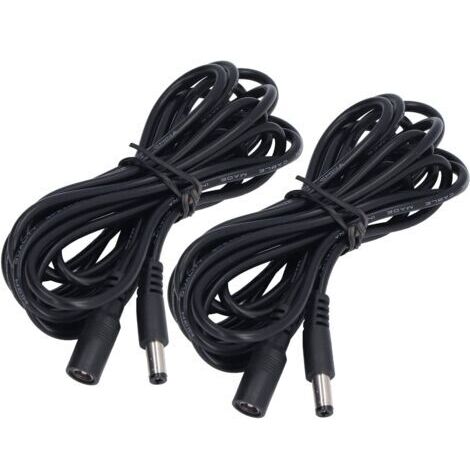 Rallonge de lumière solaire 2 pièces 5,5 x 2,1 mm – Tension 12V/24V – Câble cuivre 24AWG – Longueur 2,9 mètres – Pour systèmes d'éclairage CC - DC12V