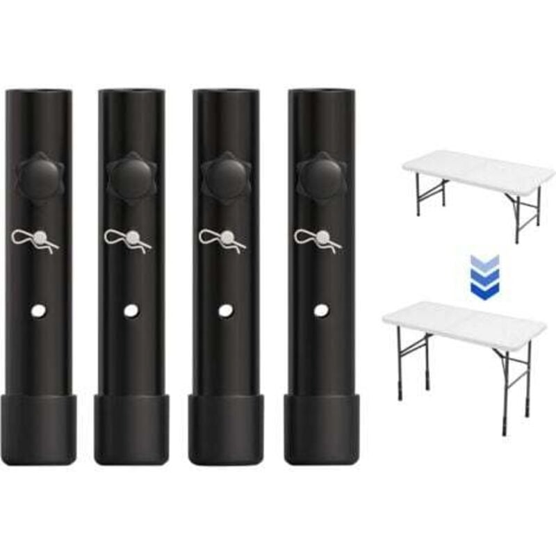 Gabrielle - Rallonge de pied de table 4 pièces, rallonge de hauteur de table pour pieds courbés et droits, rehausseur de pied de table pliant