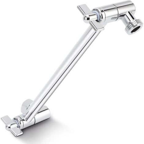 Rallonge de pommeau de douche, 25 cm, bras de douche réglable, montage sans outil, chromé, pour tous les angles de douche, raccord universel G1/2, argenté