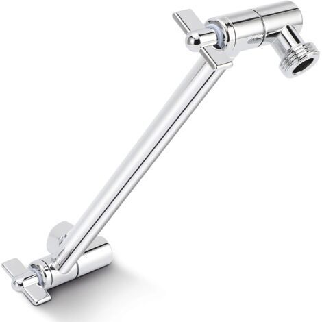 Rallonge de pommeau de douche, 25 cm, bras de douche réglable, montage sans outil, chromé, pour tous les angles de douche, raccord universel G1/2, argenté