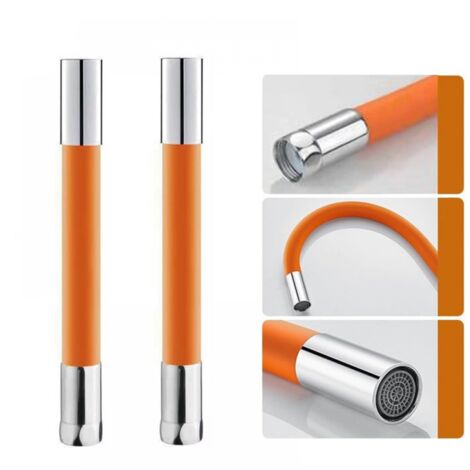 Rallonge de robinet 1/2, rotative à 360°, flexible, filtre en mousse de cuivre pur, plus durable, orange (30 cm)