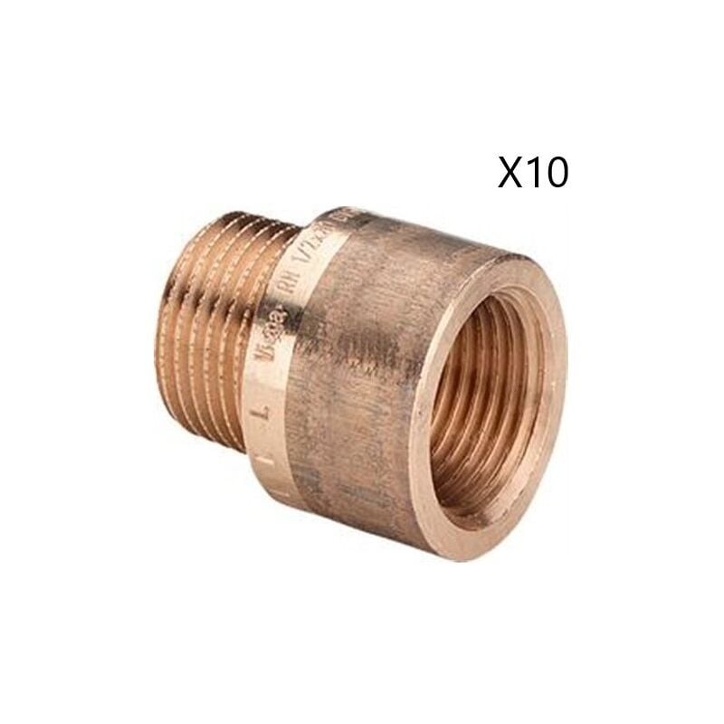 Viega - Lot de 10 Raccords Rallonges Robinet Mâle/Femelle 1/2'x1/2' L15 Bronze - 651121