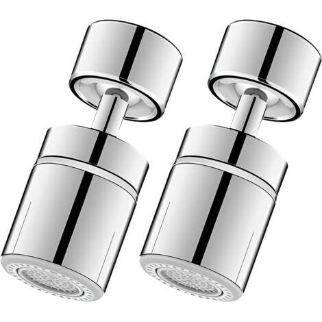 Rallonge de robinet - Accessoires pour robinet - Robinet - Aérateur de robinet à 360° - Rallonge de douchette anti-éclaboussures pour évier avec 2 jets - Argent - 2