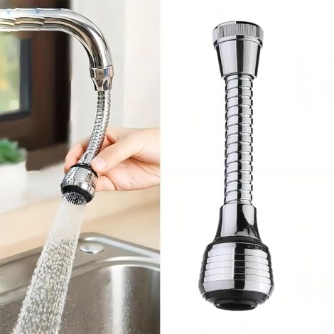 Rallonge de robinet avec rotation à 360 °, double modes de pulvérisation, outil d'installation pour salle de bain, évier de cuisine compatible avec la plupart des robinets Fixation de robinet peu