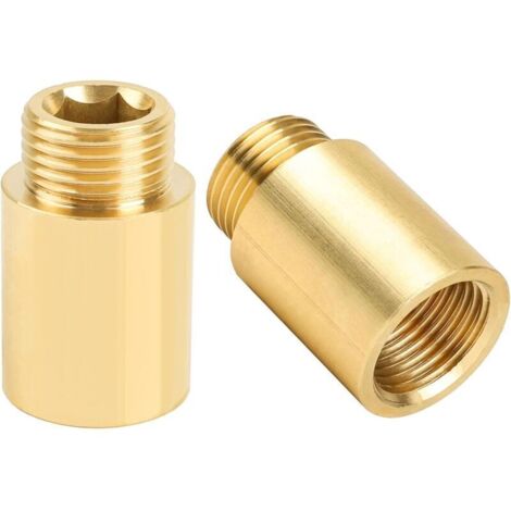 Rallonge de robinet G1/2"x 30 mm,Laiton Rallonge Filetée (filetage intérieur Ø 19,5 mm x filetage extérieur Ø 20,3 mm),pour eau Potable et Installation de Chauffage, lot de 2