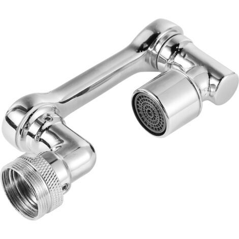 Rallonge de robinet pivotante à 1080 ° rallonge de robinet rotative évier adaptateur de filtre de robinet anti-éclaboussures aérateur avec clé (Argent-Type 1)