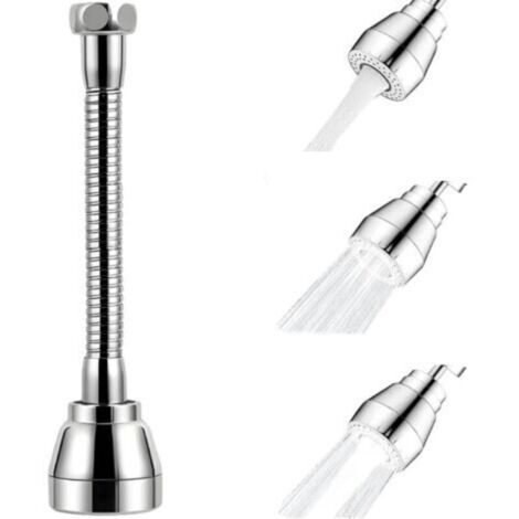 Rallonge de robinet pivotante à 360°, aérateur de cuisine, douchette d'évier, buse en laiton, 3 modes, anti-éclaboussures, adaptateur flexible, compatible avec la plupart des robinets