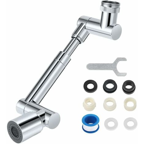 QIEDIE Rallonge de robinet, rallonge de robinet rotatif universel 360 ° + 1080 ° rallonge de robinet, 2 modes de pulvérisation rallonge de robinet rotatif à bras robotique rotatif 1080 aérateur de robinet, r