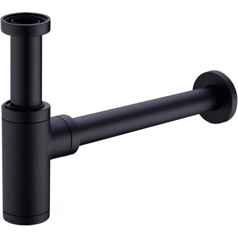 Rallonge de siphon de lavabo en laiton siphon réglable anti-odeurs et anti-fuites, noir mat