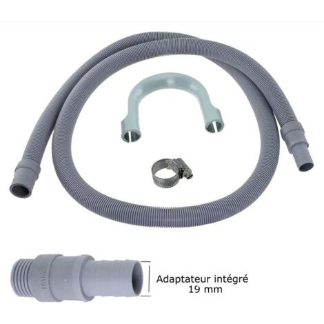 Rallonge de tuyau de vidange 2500mm – Raccord intégré 19-22mm – Embouts droits pour lave-linge – Flexible durable