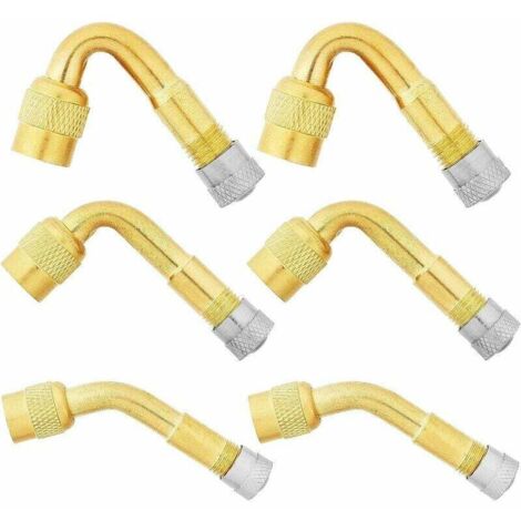 Rallonge De Valve - Cuivre Nickelé - Angles 45° 90° 135° - Étanchéité Renforcée Par Joint Caoutchouc - Pour Gonflage Dans Espaces Restreints - Lot De 6