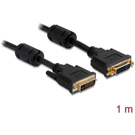 Rallonge Delock DVI Fiche mâle DVI-I 24+5 pôles, Prise femelle DVI-I 24+5 pôles 1.00 m noir 83106 avec noyau en ferrite