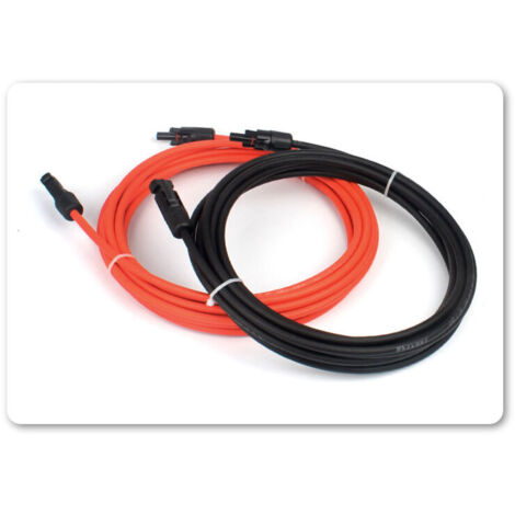 Rallonge des deux côtés Prise solaire Cordon solaire Rouge/Noir 4 mm² avec fiche Longueur : 2 x 5 m