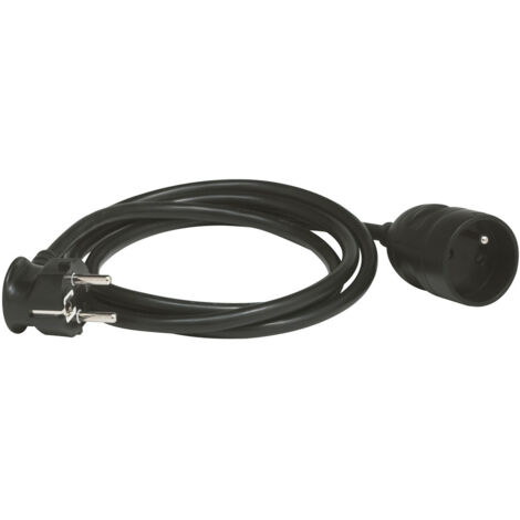Rallonge domestique 2P+T avec éclips de protection longueur 5m noire LEGRAND 051610