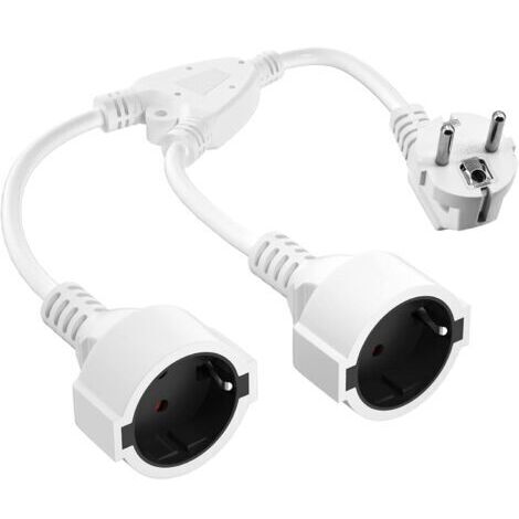 Rallonge double, rallonge courte avec 2 prises, adaptateur 2 prises, 16 A/250 V, multiprise IP20 pour la maison, le bureau et la cuisine - Blanc
