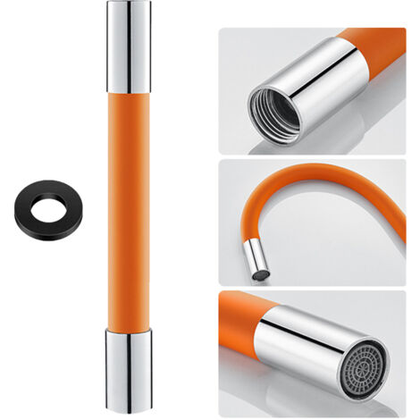Rallonge douchette universelle 360°, tube silicone double joint, aérateur, flexible anti-éclaboussures, compatible plupart robinets cuisine
