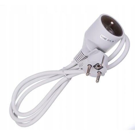 Rallonge électrique, 1 prise avec terre, blanche, 16 A, 3 × 1 mm², H05VV-F, OWY, 1,5 m