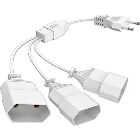 Rallonge Electrique 1m Plate 3 en 1 Multiprise Fiche Plate Derriere Meuble Double Prise Câble PC Rallonge Electrique 0.2m Triplite Triplette Electrique Multiprise 3 Prises Blanc