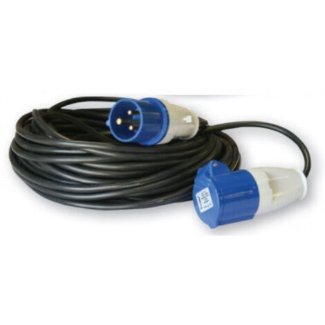 Rallonge électrique 25m – Prise P17 pour raccordement borne Camping Car – Câble 3 x 2,5 mm² jusqu'à 16 A – Antarion
