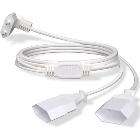 Rallonge électrique, 2M Rallonge de Câble d'alimentation, Fiche de Type C,Plat 250 V/2,5 A pour Lampe de Projecteur de Moniteur D'ordinateur TV PC-Blanc