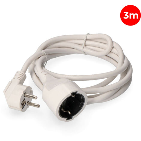 Rallonge électrique 3m Blanche Câble 3x1.5mm2 Avec Prise Terre Type E/f - Edm