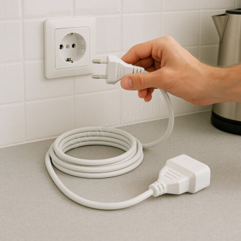 Rallonge Électrique Blanche 5m – 1380W, 220V-240V