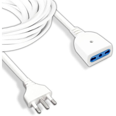 Rallonge électrique De 5 Mètres Avec Fiche 16a Prise 10a à Deux Broches Blanc